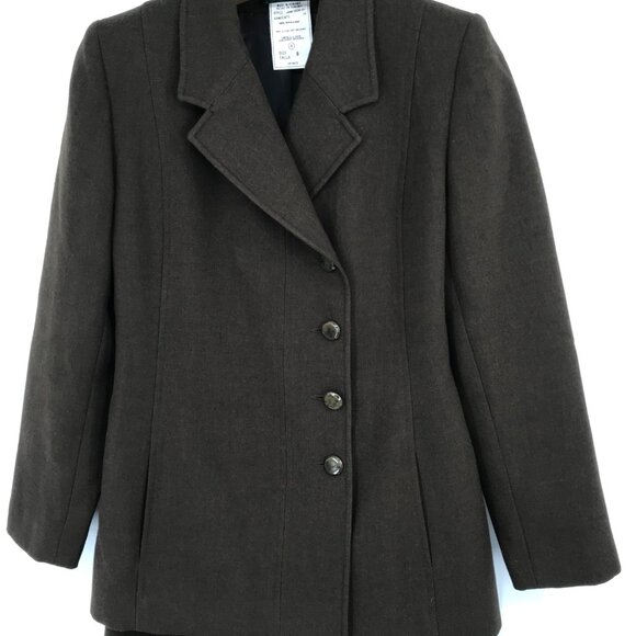 Harve Benard Women's Wool Skirt Suit Set Brown blazer jacket Size 10  40M - Picture 7 of 10